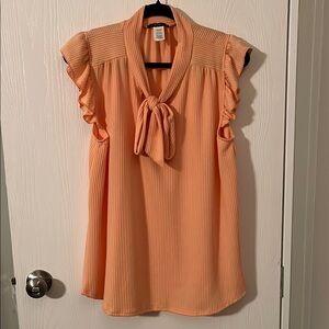 Peach Ruffle Sleeve Blouse